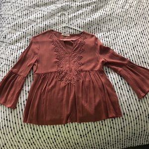 ✨ Dusty Rose Bell Sleeve Top